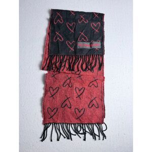 Victoria's Secret Black & Red Scarf with Hearts Warm Reversible RN 54867